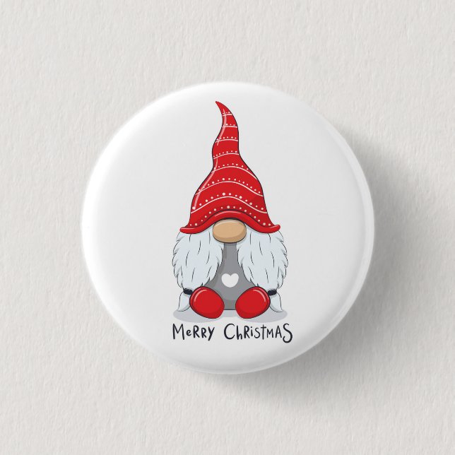 Badge Rond 2,50 Cm Joli Noël Gnome Aquarelle Art (Devant)
