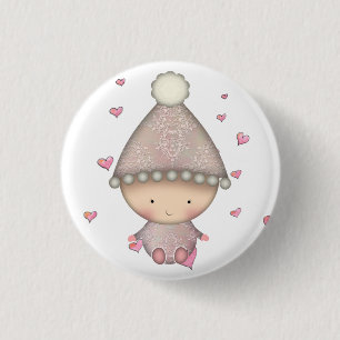 Badge Rond 2,50 Cm Joli petit bébé rose bouton