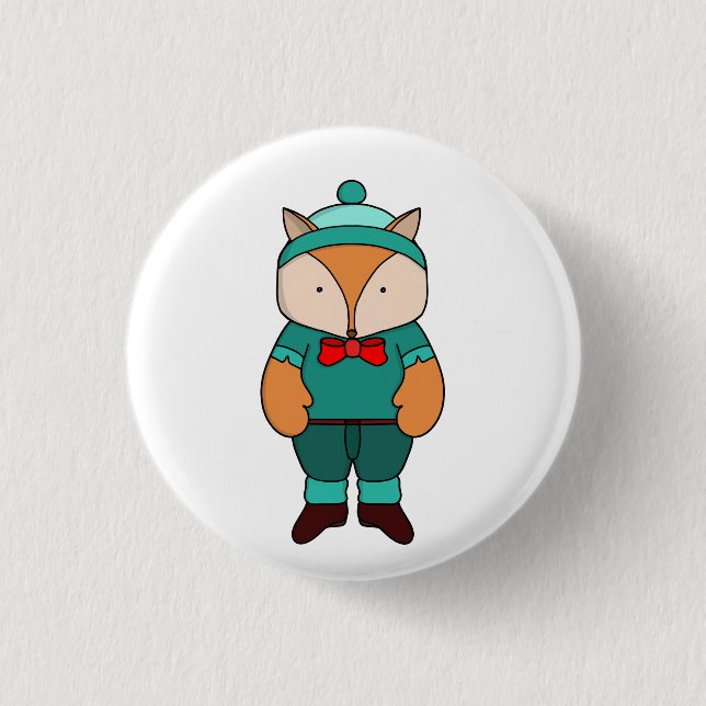 Badge Rond 2,50 Cm Joli renard vert (Devant)