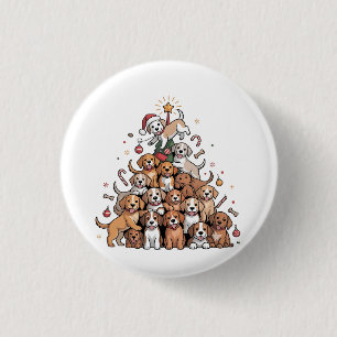 Badge Rond 2,50 Cm Joli sapin de Noël Chien Xmas Arbre Chiot