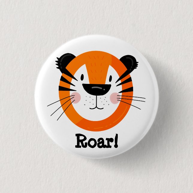 Badge Rond 2,50 Cm Joli Tigre Face Rocher Art (Devant)