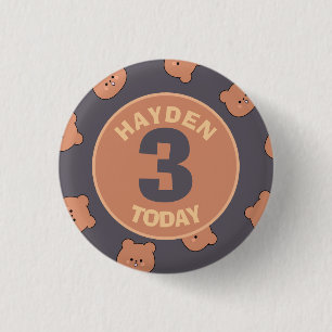 Badge Rond 2,50 Cm Joli visage d'ours en peluche pour l'âge d'anniver