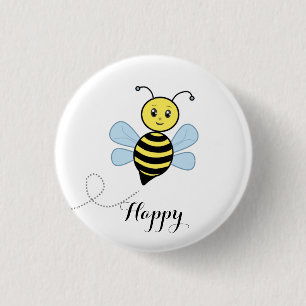 Badge Rond 2,50 Cm Jolie abeille et calligraphie