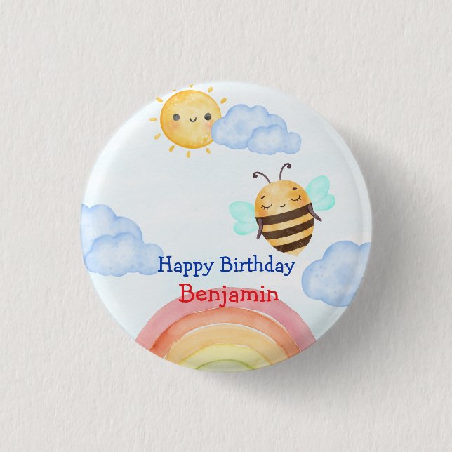 Badge Rond 2,50 Cm Jolie bee bee bee fête d'anniversaire (Devant)