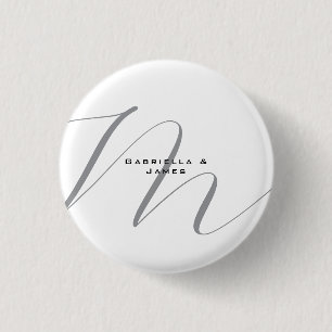 Badge Rond 2,50 Cm Jolie calligraphie noir blanc grisé
