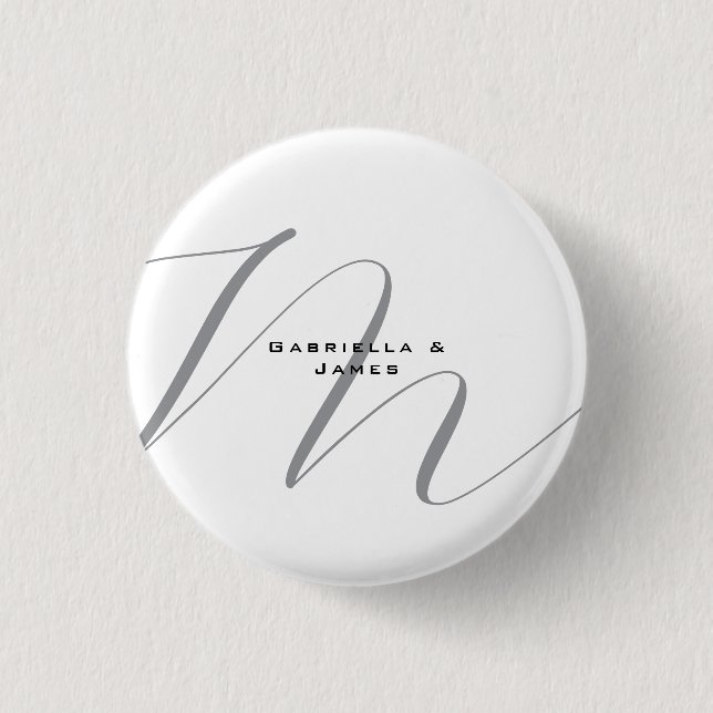 Badge Rond 2,50 Cm Jolie calligraphie noir blanc grisé (Devant)