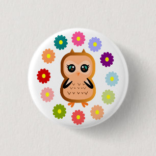 Badge Rond 2,50 Cm Jolie Chouette Cute Kawaii Dessin Illustration Art