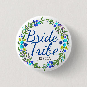 Badge Rond 2,50 Cm Jolie couronne florale Tribe de mariée personnalis