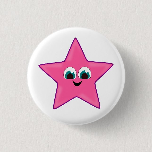 Badge Rond 2,50 Cm Jolie étoile rose heureuse (Devant)
