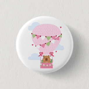 Badge Rond 2,50 Cm Jolie Fête d'anniversaire rose pour Capybara