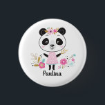 Badge Rond 2,50 Cm Jolie fille rose Panda<br><div class="desc">Un panda rose mignon décore ce bouton.Fait une fête d'anniversaire pour filles mignonnes. Personnalisez-le avec votre nom,  ou le nom des invités de votre fête d'anniversaire. Conçu pour vous par Blackberry Boulevard.</div>