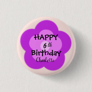 Badge Rond 2,50 Cm Jolie fleur marguerite colorée Gradient Nom de l'a
