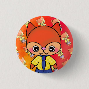 Badge Rond 2,50 Cm Jolie Fluffy Fox en robe mignonne