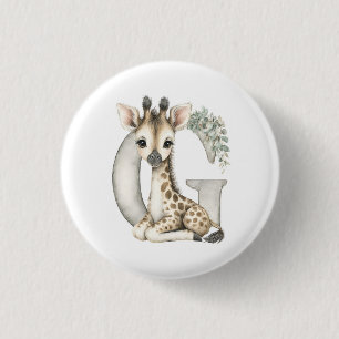 Badge Rond 2,50 Cm Jolie girafe alphabet d'animaux bébé aquarelle