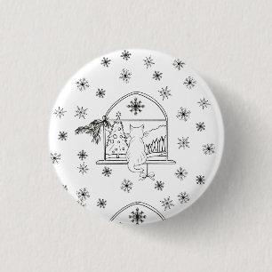 Badge Rond 2,50 Cm Jolie main dessinée fête de Noël