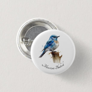 Badge Rond 2,50 Cm Jolie petite merlette des montagnes aquarelle, per