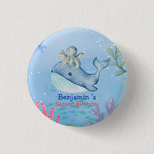 Badge Rond 2,50 Cm Jolie pieuvre arc-en-ciel Baleine poisson Fête d'a
