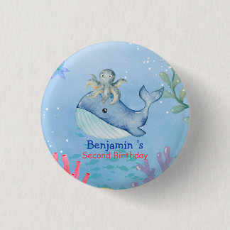 Badge Rond 2,50 Cm Jolie pieuvre arc-en-ciel Baleine poisson Fête d'a