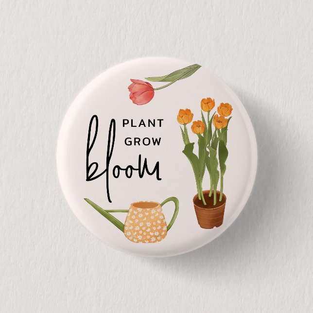 Badge Rond 2,50 Cm Jolie Plante de script croissance fleur Tulip (Devant)