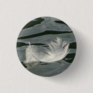 Badge Rond 2,50 Cm Jolie plume blanche