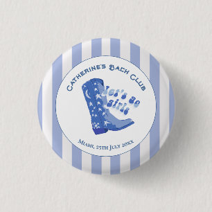 Badge Rond 2,50 Cm Jolie rayure de botte de cowgirl bleue pour fille