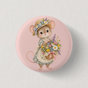 Badge Rond 2,50 Cm Jolie Souris des Bois – Illustration de Jardin de 