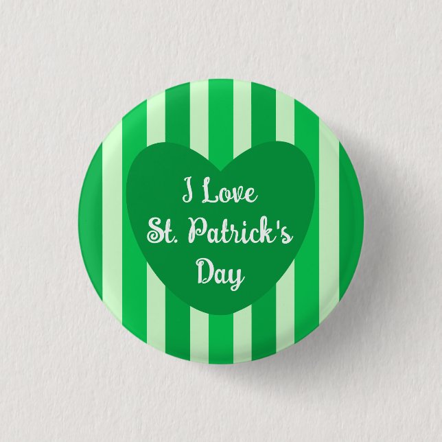 Badge Rond 2,50 Cm Jolie St. Patrick's Day Vert rayé Simple (Devant)