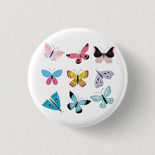 Badge Rond 2,50 Cm Jolies papillons (Devant)