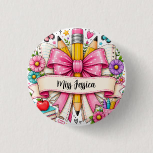 Badge Rond 2,50 Cm Jolis Fleurs Rétro Roses Dessin Animé Crayon Ensei