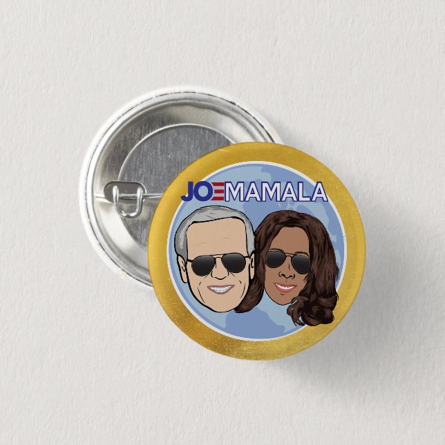Badge Rond 2,50 Cm JOMALA Funny Joe Biden Kamala Harris Pinback (Devant & derrière)