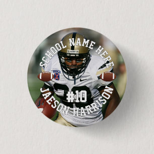 Badge Rond 2,50 Cm Joueur de football Ajouter un nom Numéro Équipe et