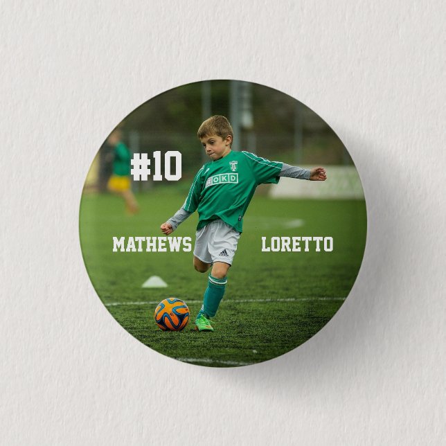 Badge Rond 2,50 Cm Joueur de soccer Extraordinaire Ajouter le numéro  (Devant)