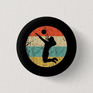 Badge Rond 2,50 Cm Joueur de volley-ball vintage