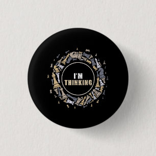 Badge Rond 2,50 Cm Joueur d'échecs Nerd joueur d'échecs cadeau échecs
