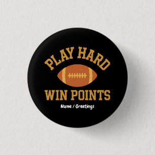 Badge Rond 2,50 Cm Jouez Fort, Gagnez des Points Jour de Sport Rétro