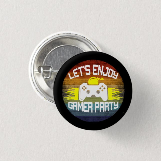 BADGE ROND 2,50 CM JOUONS À GAMER PARTY - JEUX NERD (Devant & derrière)