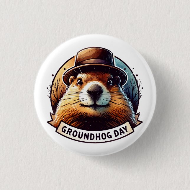 Badge Rond 2,50 Cm Jour de la marmotte, jour de la marmotte (Devant)