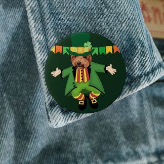 Badge Rond 2,50 Cm Jour de la Saint Patrick irlandais Jig, Tête encad