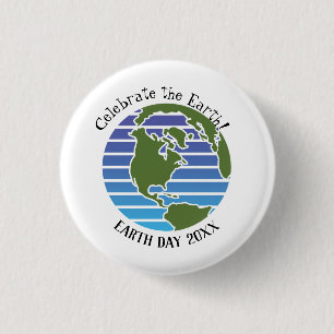 Badge Rond 2,50 Cm Jour des terres Blue Green Globe Carte Planète