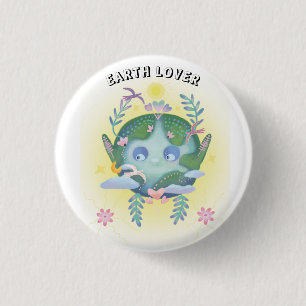 Badge Rond 2,50 Cm Jour des terres planète mignonne