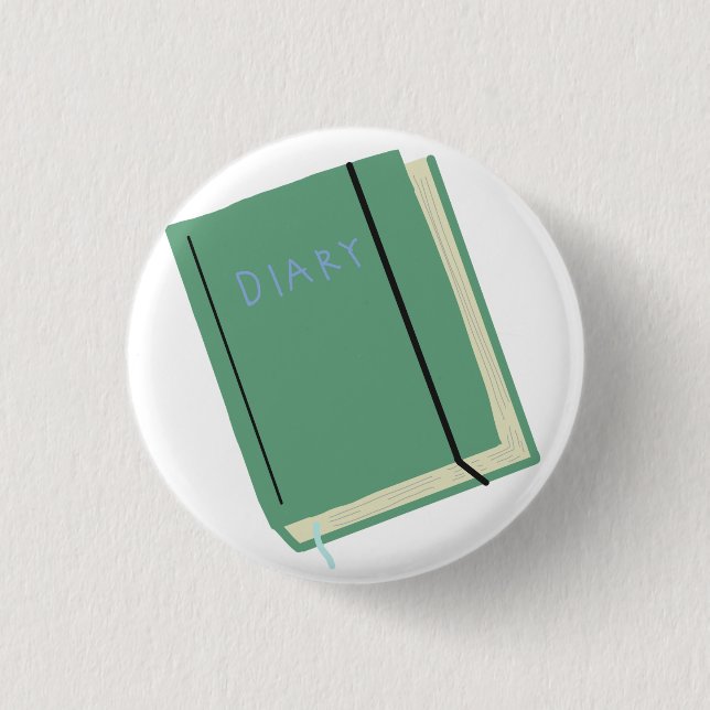 Badge Rond 2,50 Cm Journal Vert Sauge Avec Élastique (Devant)