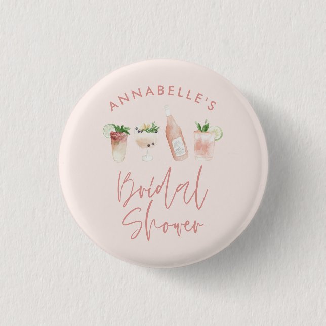 Badge Rond 2,50 Cm Journée de mariage rose girly moderne cocktail écr (Devant)