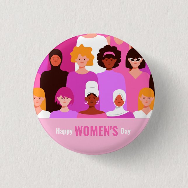 Badge Rond 2,50 Cm Journée internationale des femmes 8 mars rose Bout (Devant)