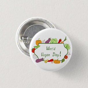 Badge Rond 2,50 Cm Journée mondiale de la Végétarien minimaliste mang