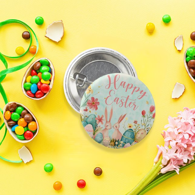 Badge Rond 2,50 Cm Joyeuse aquarelle vert pâle de Pâques (Happy Easter light green watercolor 3 Cm Round Badge)