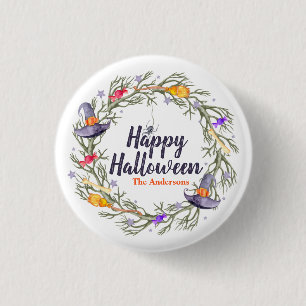 Badge Rond 2,50 Cm Joyeuse couronne d'Halloween personnalisée   Bouto