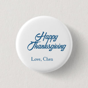 Badge Rond 2,50 Cm Joyeuse fête d'action de grâce bleu amour nom vaca