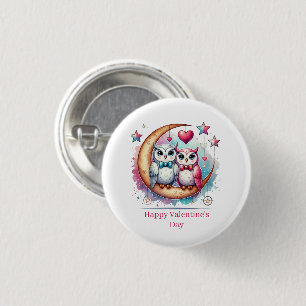 Badge Rond 2,50 Cm Joyeuse fête de la Saint-Valentin oiseaux de l'amo