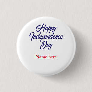 Badge Rond 2,50 Cm joyeuse fête de l'indépendance nom bleu rouge amér