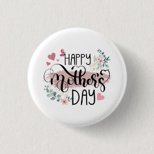 Badge Rond 2,50 Cm Joyeuse fête des Mères 2025 Fleurs mignonnes pour